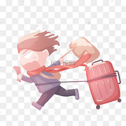 2019农历新年狂奔赶车人物免扣png