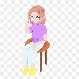 坐着哭泣女孩