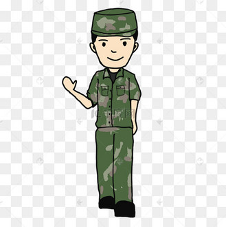 手绘军训教官稍息插画