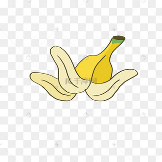 手绘水彩黄色香蕉皮