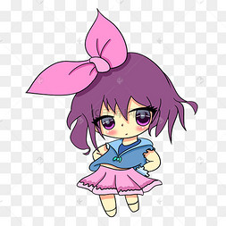 手绘q版叉腰女孩png格式