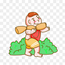 夏天抱着莲藕的男孩