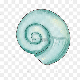手绘蓝色海螺插画
