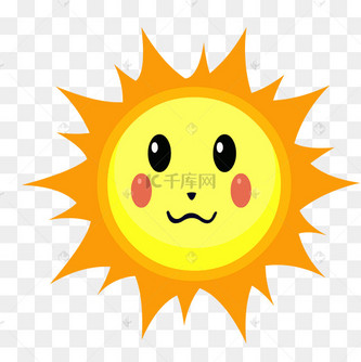 手绘黄色可爱的太阳笑脸