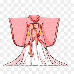 手绘卡通古装汉服套装透明底免抠