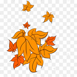 手绘一堆黄叶