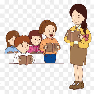 正在上语文课的老师和学生