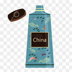手绘蓝瓶洗面奶插画