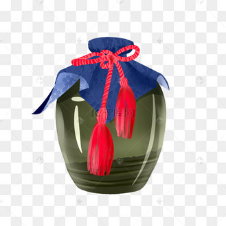 清明节古风酒坛手绘免扣png