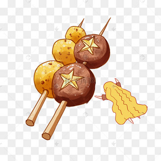 美食卡通手绘插画关东煮串串