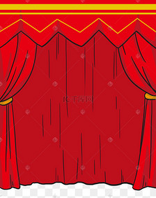 红绸缎舞台闭幕帷幕插画