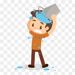 浇冷水逃生的男人矢量素材