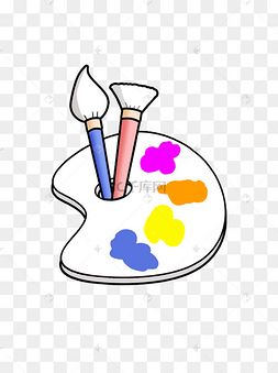 卡通绘画文具粉蓝色画笔笔刷调色