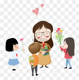 校园主题师生情矢量插画