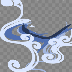 卡通手绘蓝色云雾缭绕