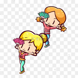 公园扇子舞人物