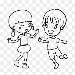 牵手的简笔画小孩下载 png下载psd玩耍的小朋友秘密基地下载 png下载