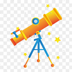 手绘黄色支架望远镜