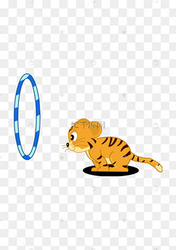 卡通可爱小老虎钻火圈矢量图