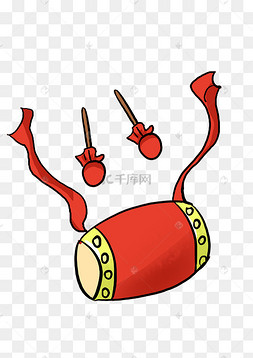 卡通红色腰鼓插画