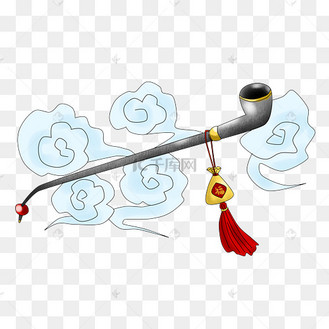 卡通手绘厚涂长杆烟斗素材png