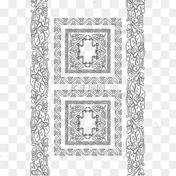 中式纹理卷草纹二方连续