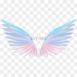 梦幻插画风粉蓝色翅膀