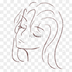 简约风格女性脸部线条矢量图案