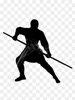 武侠人物和尚少林功夫剪影兵器武