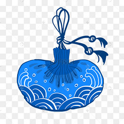 手绘蓝色的香囊插画