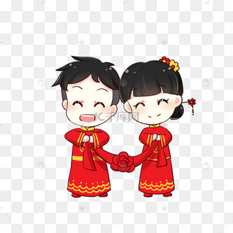 古风双人婚礼系列之拜堂成亲png透明底