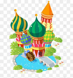 梦幻卡通城堡卡通插画