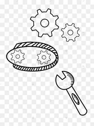 两个手绘的机械齿轮