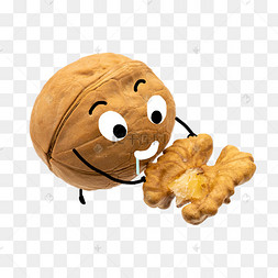 拟人坚果核桃扁平坚果背景矢量图核桃美食果仁果壳核桃坚果卡通插画