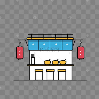 扁平化餐馆png素材