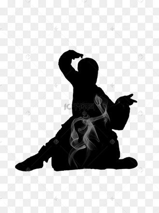 武侠人物和尚少林功夫剪影拳法武术可商用