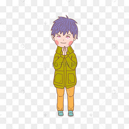 冬季冬日拜佛男孩