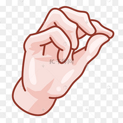 拿捏手势手指捏手指手势卡通插画右手半握捏手势表情捏捏脸小女孩插画