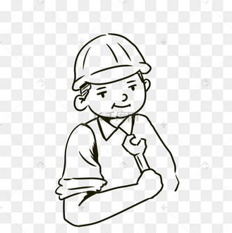 建筑工人老师傅简笔画形象