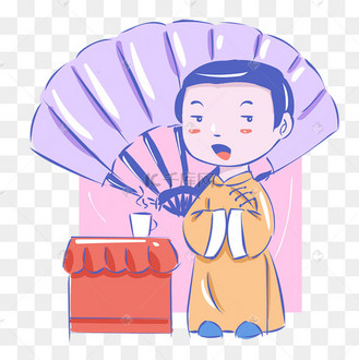 手绘卡通可爱相声演员