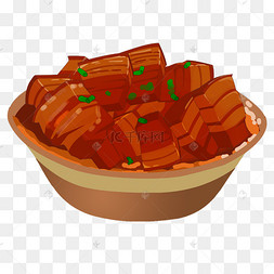 中国美食红烧肉卡通插画
