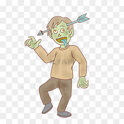 万圣节中箭丧尸手绘