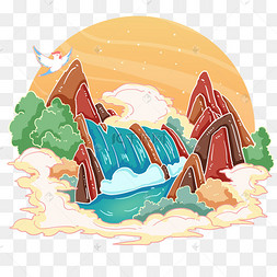 古风黄果树瀑布山水旅游地标