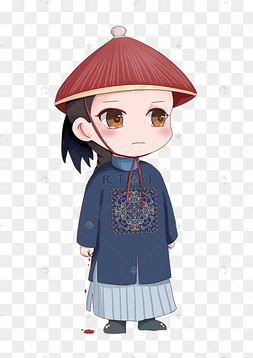 手绘古代官员q版卡通可爱免抠素17