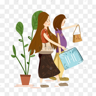双十一电商购物插画闺蜜购物