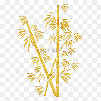 中国风传统烫金鲜花花纹装饰图之竹子