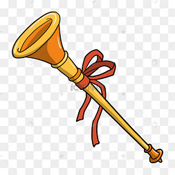 黄色长号乐器插画