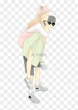 卡通小清新情人节情侣png