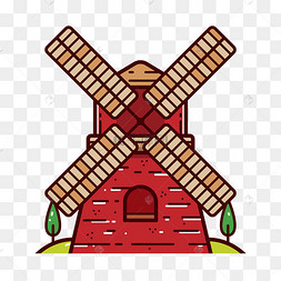 卡通荷兰风车矢量素材