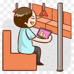 男人地铁公交车上看视频